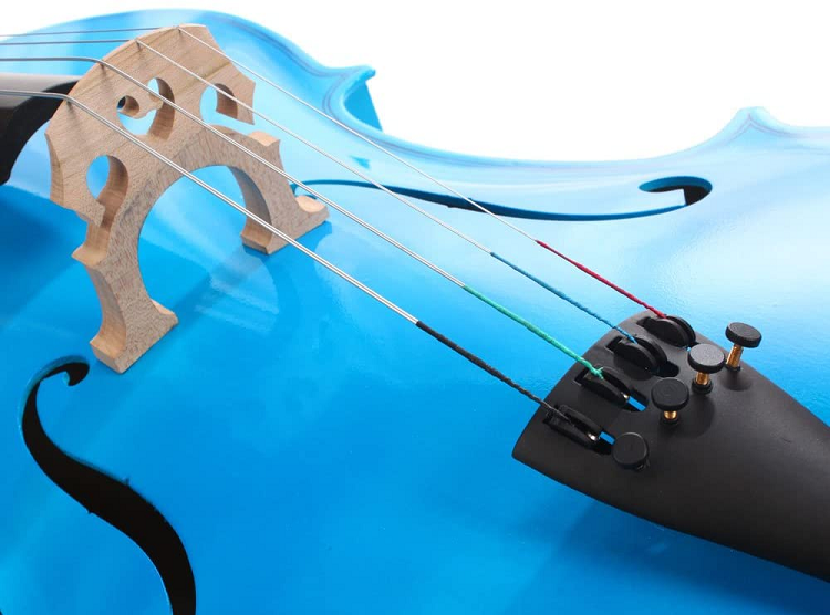 LYKOS 4/4 Acoustic Cello + Case + Bow + Rosin Wood Color Beautiful Varnish Finishing (Blue)